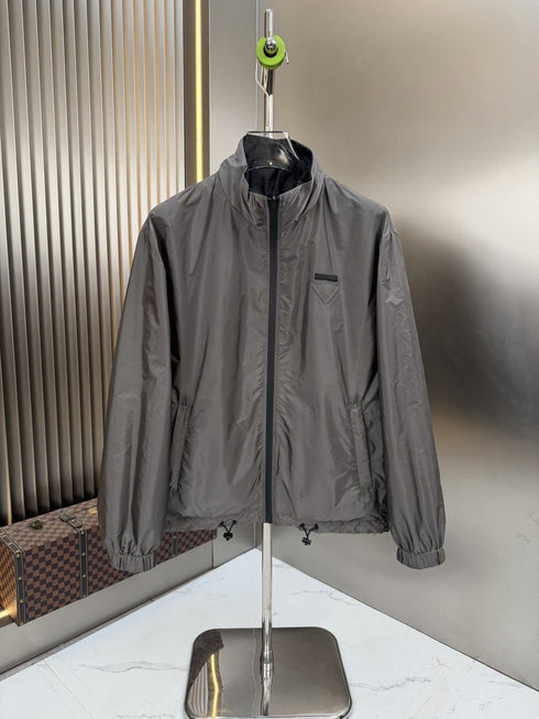 Prada Rectangular Chest Detail Stand-Collar Windbreaker