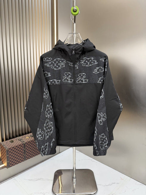 LV Hooded Cloud-Panel Zip Jacket