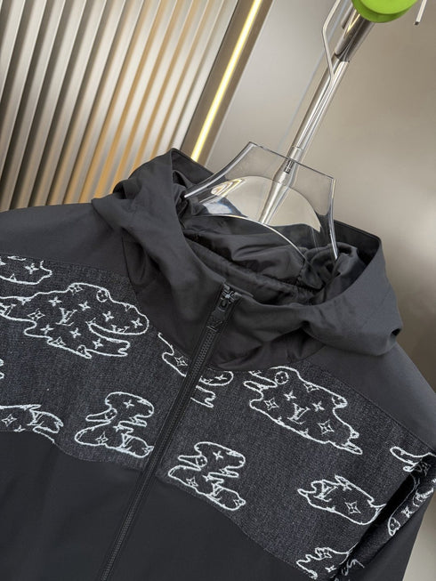 LV Hooded Cloud-Panel Zip Jacket