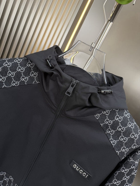 Gucci Monogram Panel Hooded Jacket