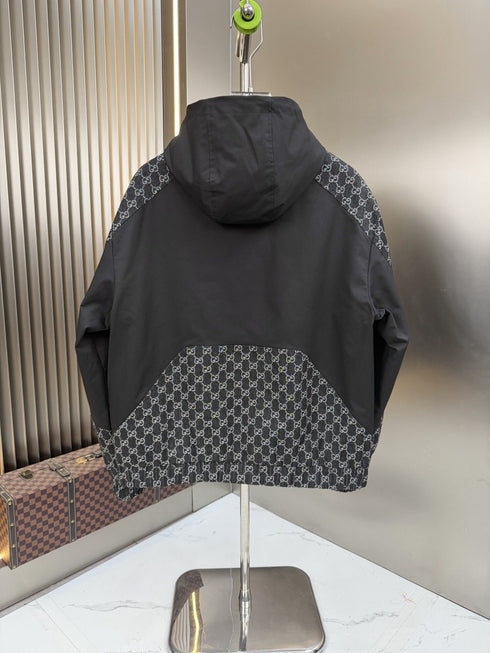 Gucci Monogram Panel Hooded Jacket