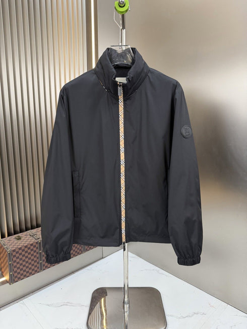 Burberry Black Check-Trim Hooded Jacket