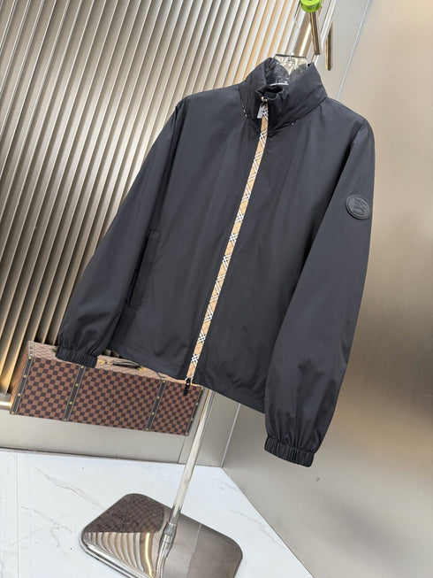 Burberry Black Check-Trim Hooded Jacket