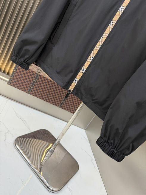 Burberry Black Check-Trim Hooded Jacket