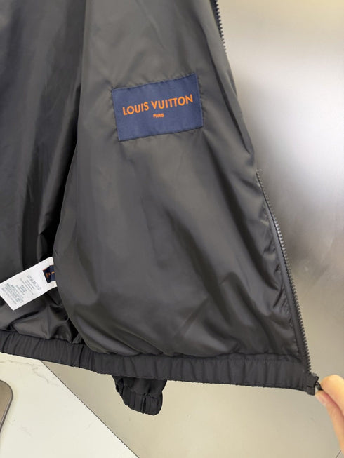 LV Tonal Panel Hooded Zip-Front Jacket