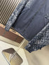 LV Navy Blue Hooded Zip Jacket with Patterned Panels