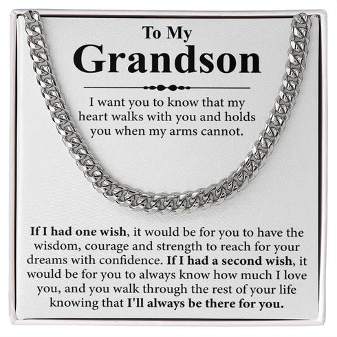 To My Grandson Message Card Necklace