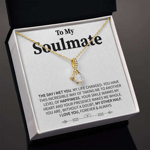 To My Soulmate (I Love You, Forever and Always) Message Card Necklace