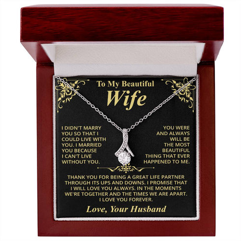 To My Beautiful Wife (Love, Your Husband) Message Card Necklace