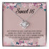 Sweet 16 Message Card Love Knot Necklace