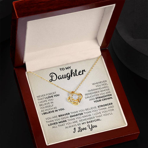 To My Daughter, I Love You Message Card Necklace