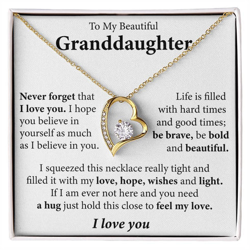 To My Beautiful Granddaughter (I love you) Message Card Necklace