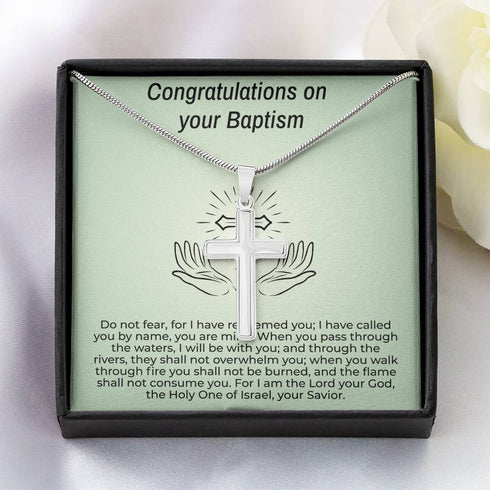 Baptism Gift Message Card Cross Necklace