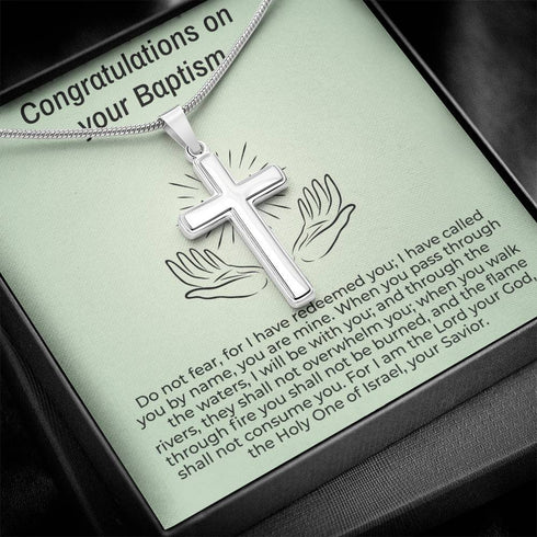 Baptism Gift Message Card Cross Necklace