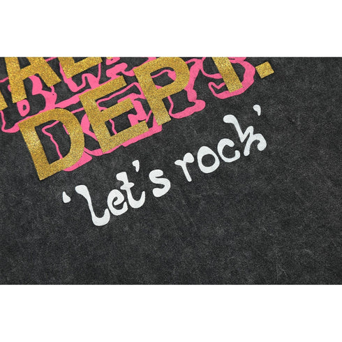 Gallery Dept T Shirts Dark Black Seat Printed Washed Distressed Short Sleeve