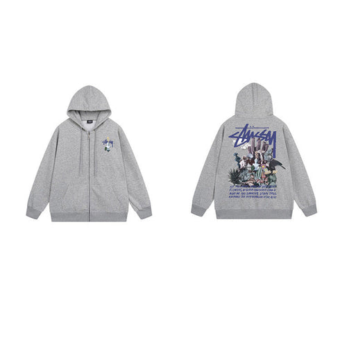 Stussy Hoodie Zip-Up Cardigan Fleece Hooded Sweater