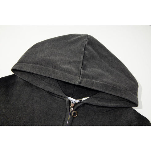 Gallery Dept Hoodie Embroidery Letter Splash Ink Wash Hooded Sweater Cardigan Jacket