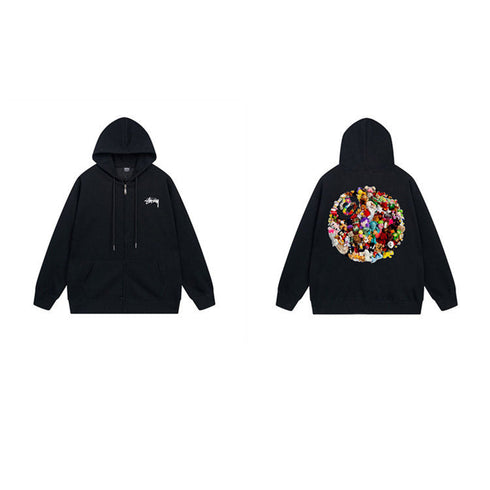 Stussy Hoodie Zip-Up Cardigan Fleece Hooded Sweater