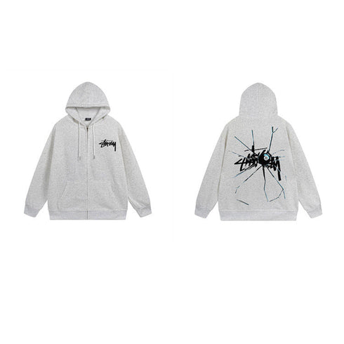 Stussy Hoodie Zip-Up Cardigan Fleece Hooded Sweater