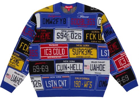 Supreme License Plate Sweater Royal