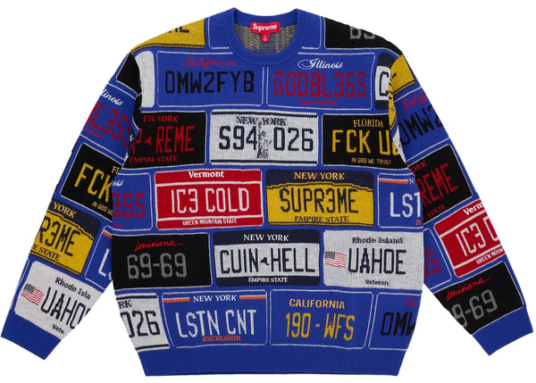 Supreme License Plate Sweater Royal