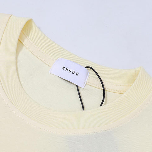 Rhude T-shirts Coconut Racing Printed Cotton Casual Short Sleeves Men and Women