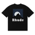 Rhude T-shirts Moonlight Blue Printed Cotton Casual Short Sleeve Men and Women