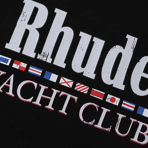 Rhude T-shirts Flag Printing Cotton Casual Short Sleeves Men and Women