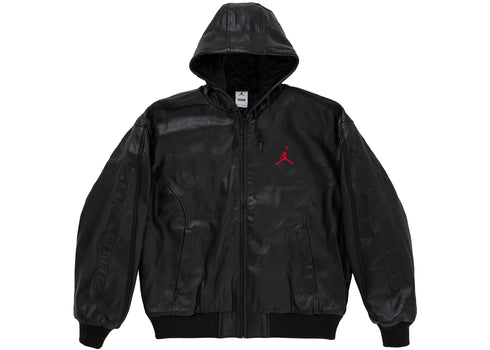 Supreme Jordan Hooded Leather Jacket (SS26) Black