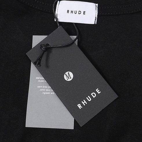 Rhude T-shirts Windowsill Seaview Printing Cotton Casual Short Sleeve Men and Women