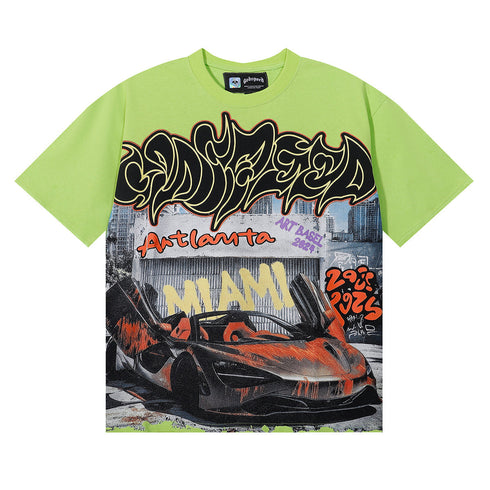 Godspeed T-shirts Atlanta Supercar Printed Cotton Casual Short Sleeve Men and Women