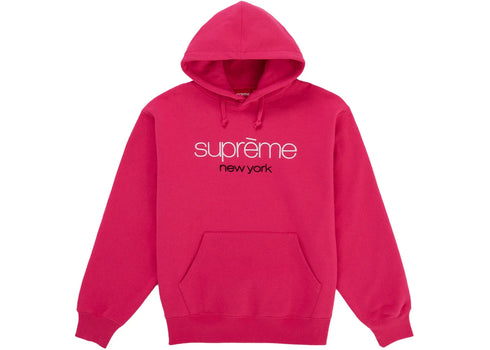Supreme Classic Logo Hooded Sweatshirt Bright Fuchsia