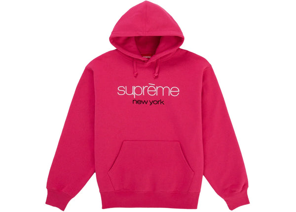 Supreme Classic Logo Hooded Sweatshirt Bright Fuchsia