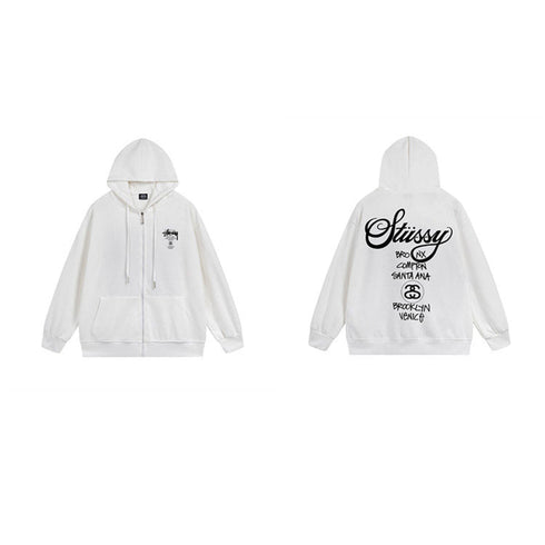 Stussy Hoodie Zip-Up Cardigan Fleece Hooded Sweater