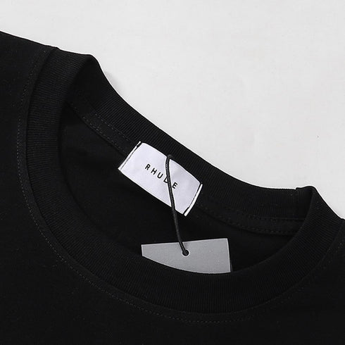 Rhude T-shirts Green Print Loose Casual Short Sleeve Men and Women