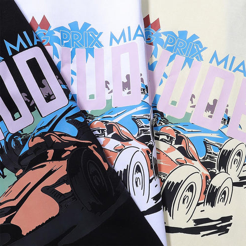 Rhude T-shirts Retro Racing Printed Cotton Casual Short Sleeve Men and Women