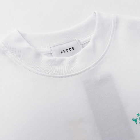 Rhude T-shirt Micro Label Letter Coconut Pattern Short Sleeve T-shirt
