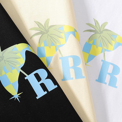 Rhude T-shirts Coconut Racing Printed Cotton Casual Short Sleeves Men and Women