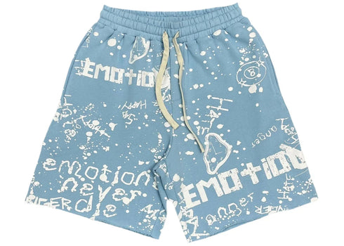 Mixed Emotions Graffiti Shorts Blue