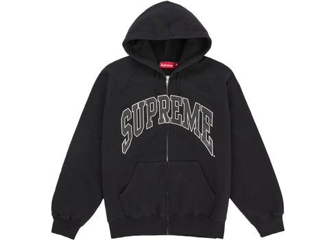 Supreme Cracked Raglan Zip Up Hooded Sweatshirt Black