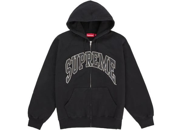 Supreme Cracked Raglan Zip Up Hooded Sweatshirt Black