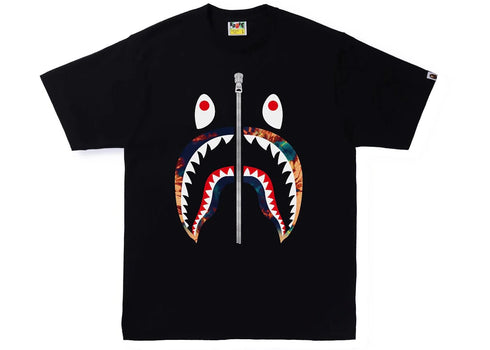BAPE Tie Dye Shark Tee Black/Navy