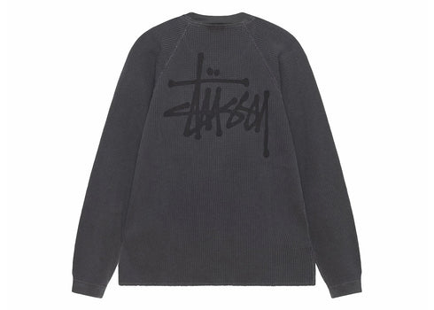 Stussy Raglan Thermal L/S Crew Washed Black