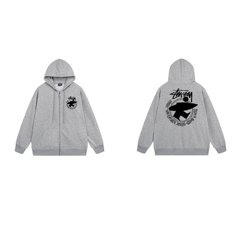 Stussy Hoodie Zip-Up Cardigan Fleece Hooded Sweater