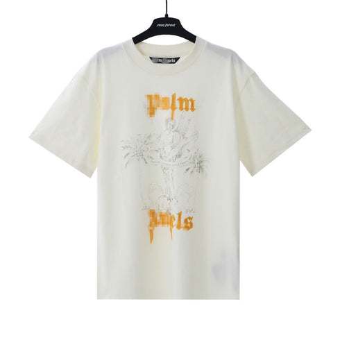 Palm Angels T-shirt Vintage Statue Stream Lacquer Foam Letter Short Sleeve T-shirt