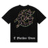 Godspeed T-shirts Guitar Skull Denim Print Casual Crew Neck Short Sleeve Men and Women
