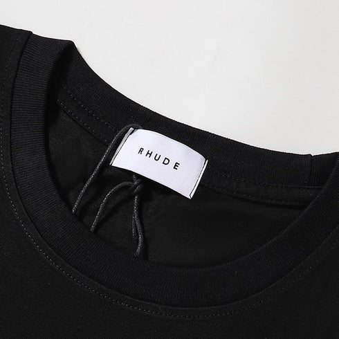 Rhude T-shirts Flag Printing Cotton Casual Short Sleeves Men and Women