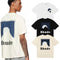 Rhude T-shirts Moonlight Blue Printed Cotton Casual Short Sleeve Men and Women