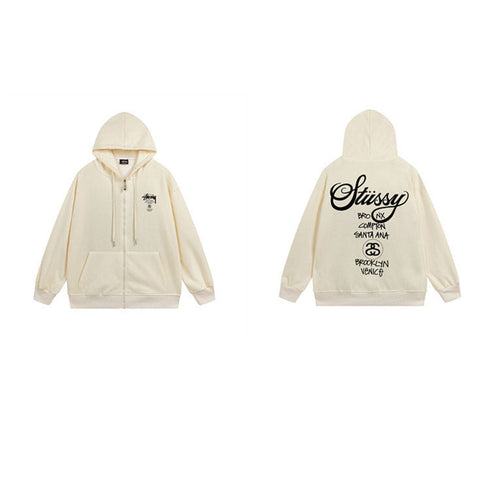 Stussy Hoodie Zip-Up Cardigan Fleece Hooded Sweater