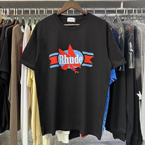 Rhude T-shirts Eagle Print Cotton Casual Short Sleeve Men and Women